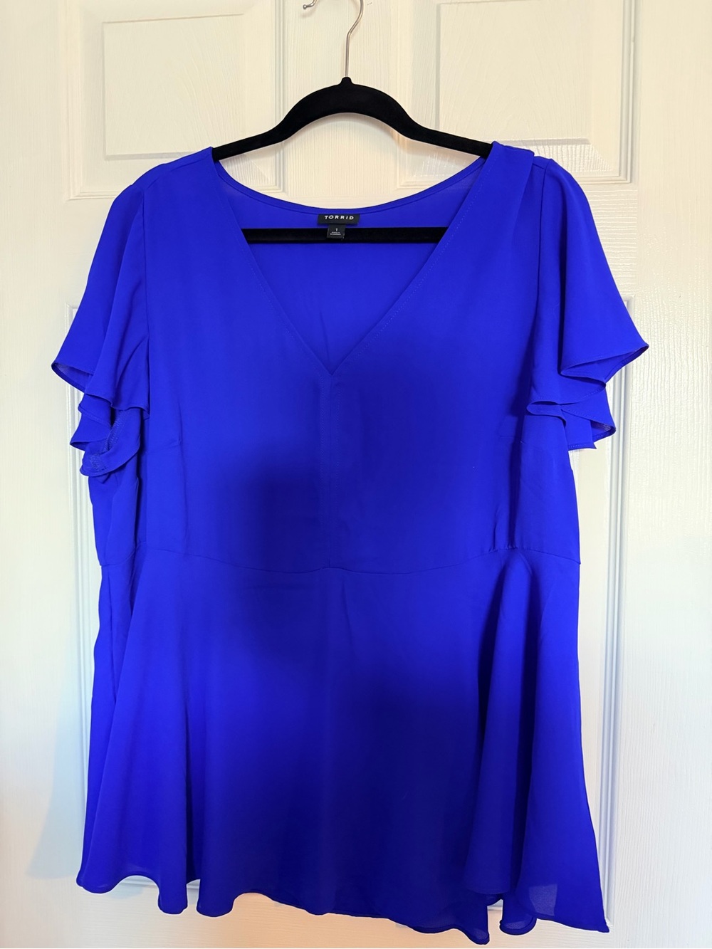 torrid Cobalt V-Neck Flutter Sleeve Tunic